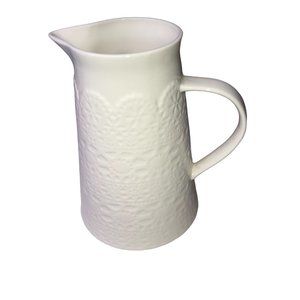Nottingham Lace Ceramic Pitcher Creamer White 6.25" Tall Mother's Day Gift